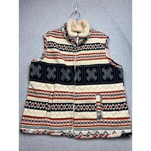 Jane Ashley Fleece Vest Southwestern Womens Plus 1X Aztec Casual Holiday